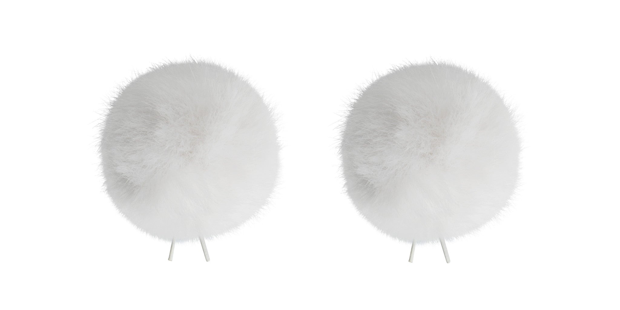 Bubblebee Industries Twin Windbubbles Imitation-Fur Windscreen Set for Lav Mics 5 to 9mm (White)