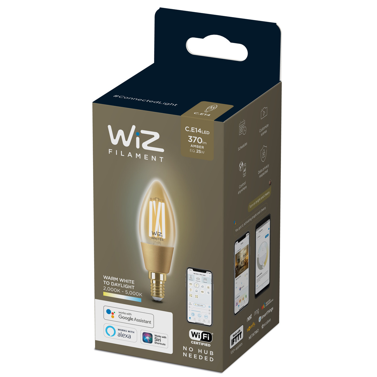 WiZ Amber Filament C35 E14 Wi-Fi+Bluetooth Smart Bulb