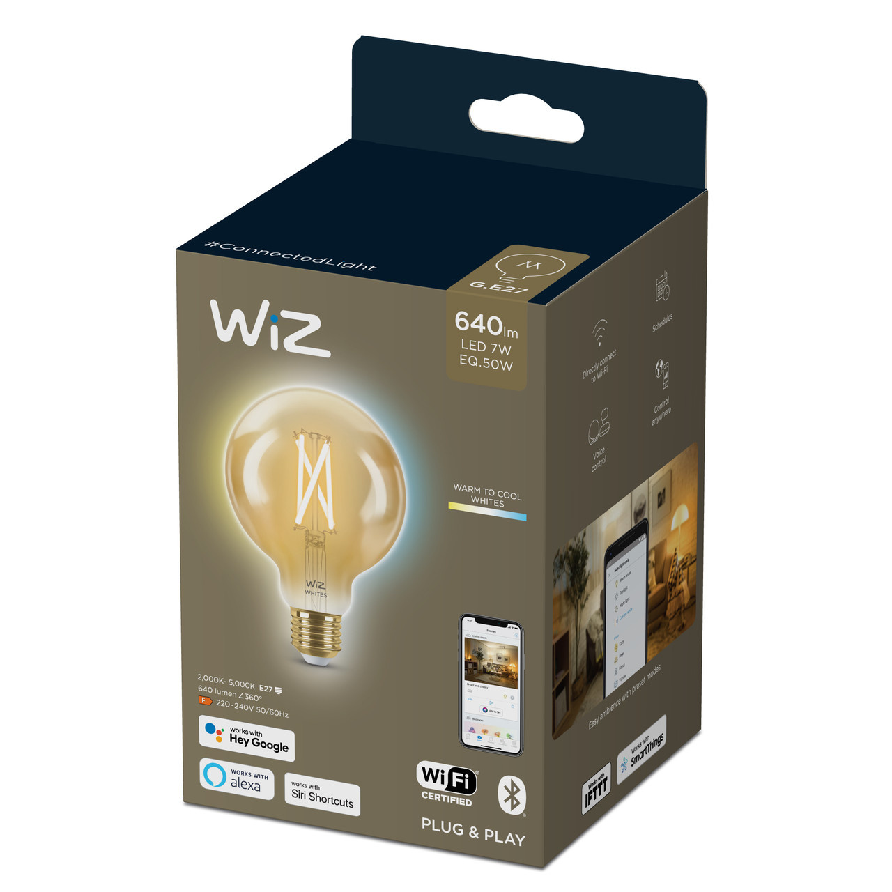 WiZ Amber Filament A60 G95 Wi-Fi+Bluetooth Smart Bulb