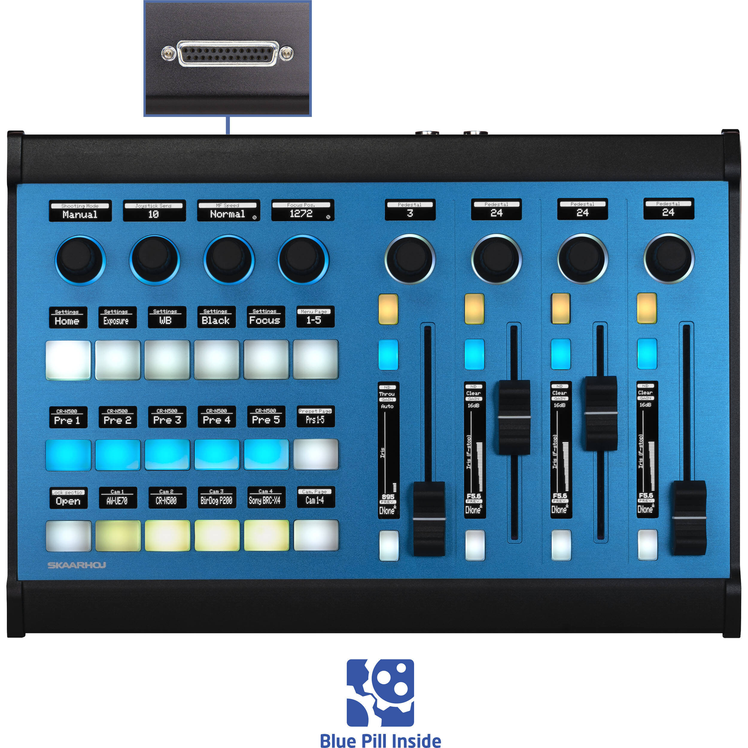 SKAARHOJ Colour Fly Remote Control Panel with SDI, GPI, and Blue Pill Inside