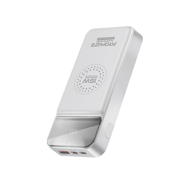Promate AuraTorq-20 15W Wireless Power Bank (White)