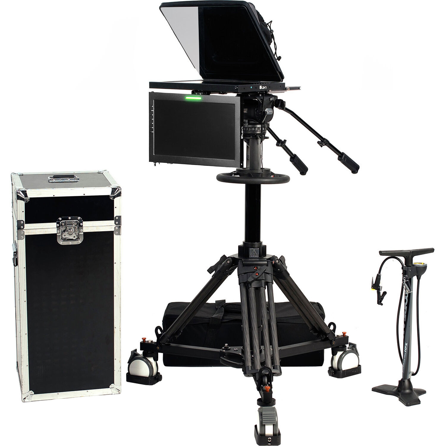 Ikan 17" SDI Teleprompter, Pedestal & Dolly Turnkey with 19" Widescreen Talent Monitor