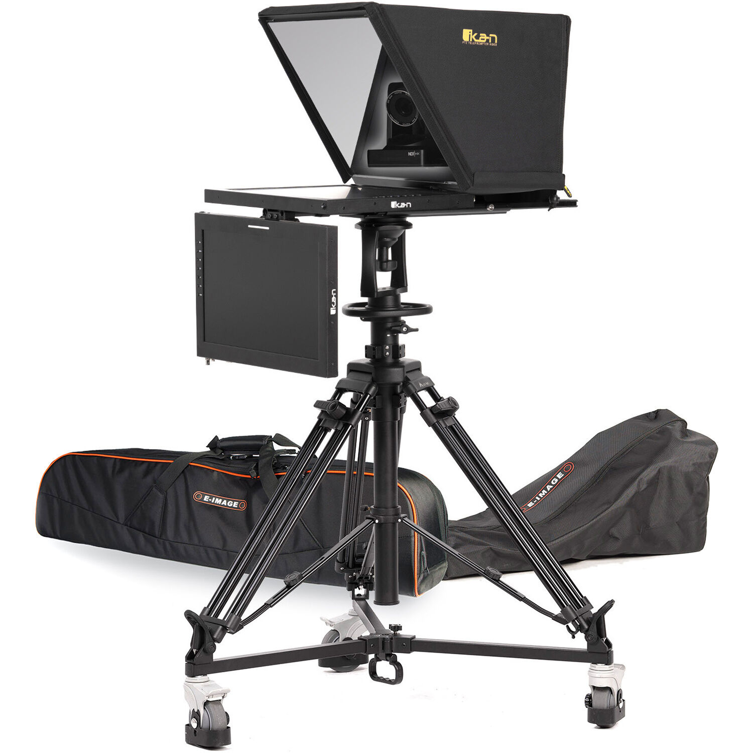 Ikan PT4900S 19" PTZ Teleprompter, Pedestal, Dolly, Talent Monitor & OTTICA PTZ Camera Kit