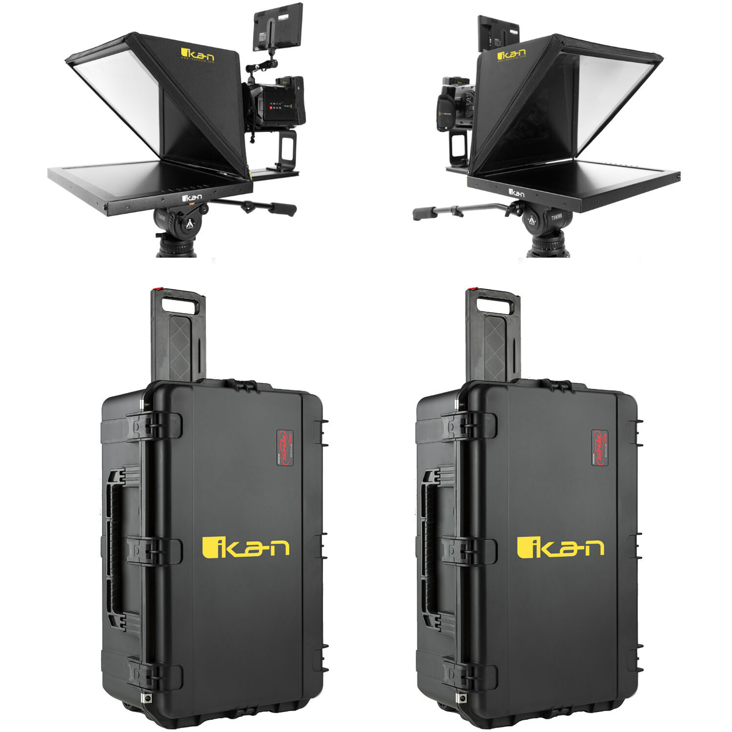 Ikan P2P Interview System with Two 19" High-Bright Teleprompters & Hard Cases