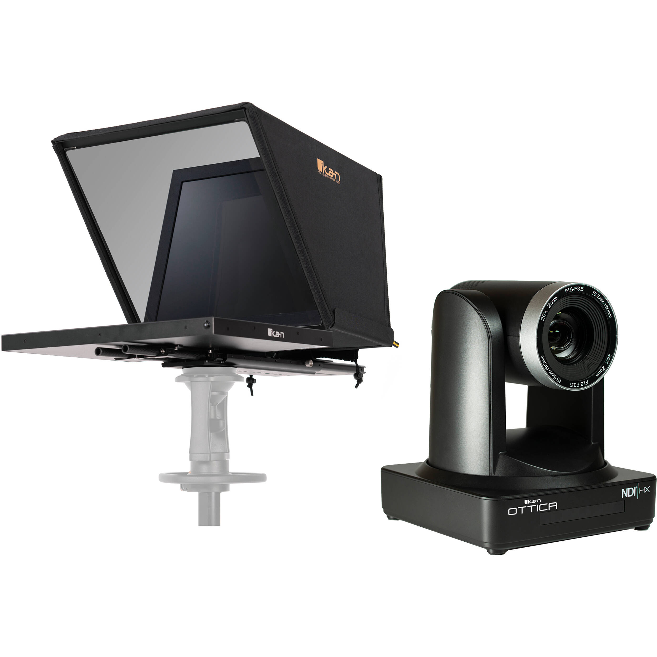 Ikan Professional 19" High-Bright PTZ-Compatible Teleprompter with OTTICA PTZ Camera