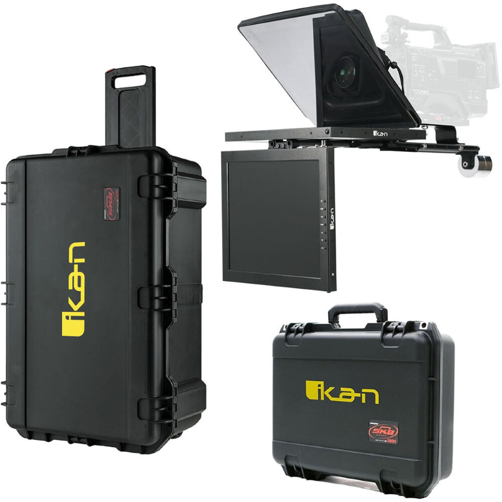 Ikan PT4500 15" High-Bright Teleprompter with 15" Talent Monitor Kit & Travel Cases (HDMI)