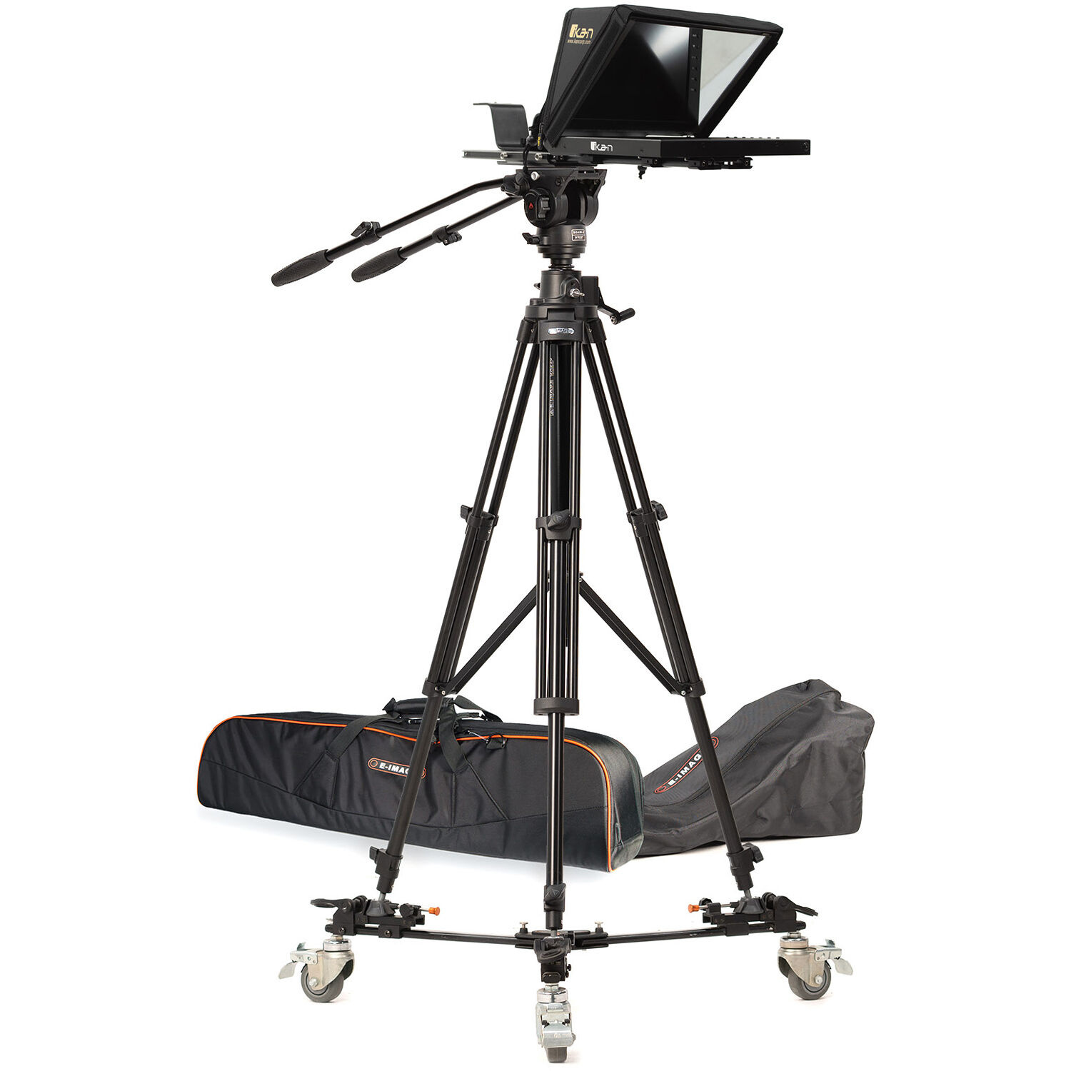 Ikan Professional 12" Portable Teleprompter with Reversing Monitor, Tripod, and Dolly