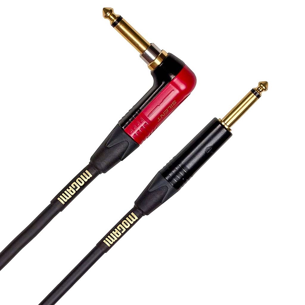 Mogami Gold Series Instrument Cable with Silent Plug Right Angle to Straight (7.6m)
