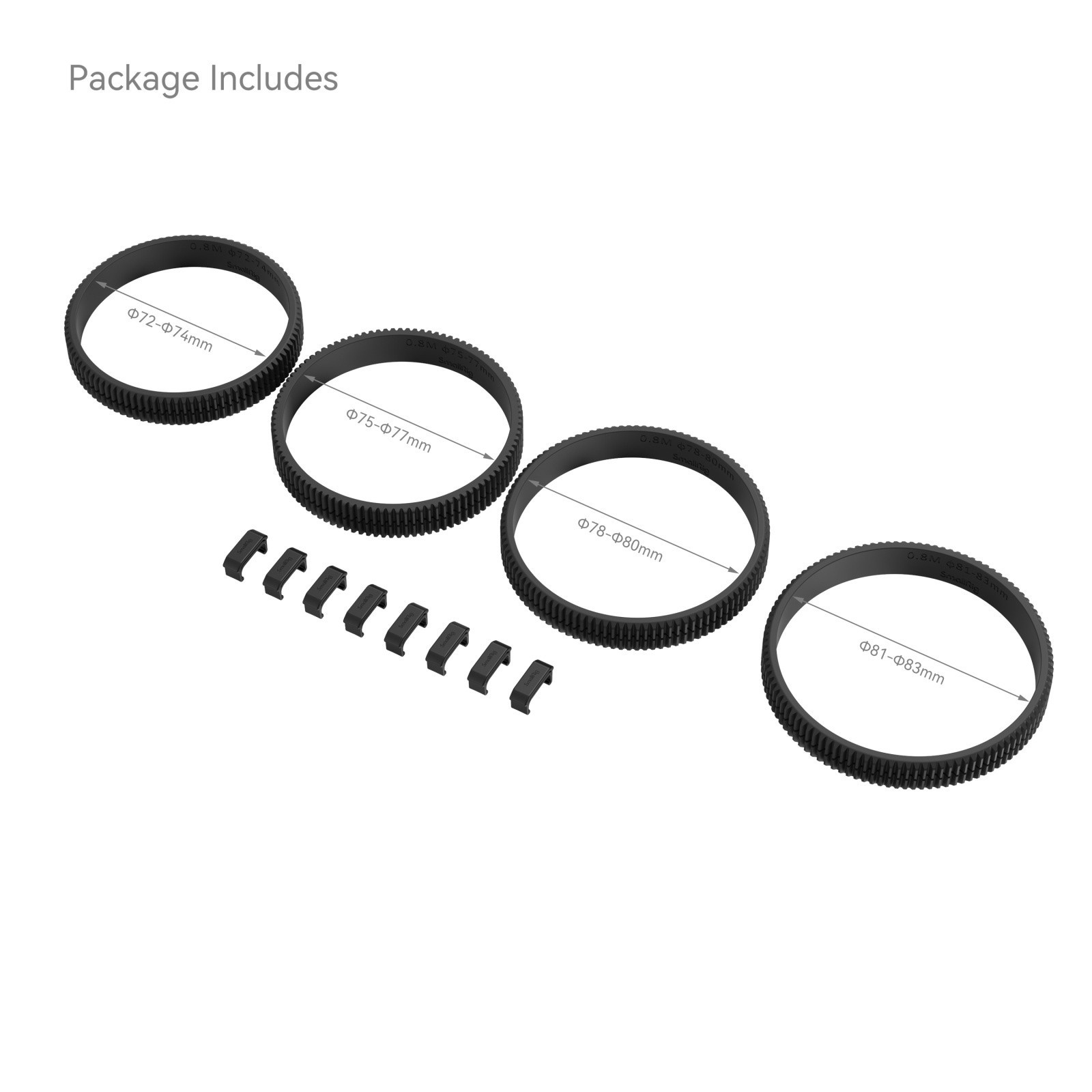 SmallRig 4187 72-74mm / 75-77mm / 78-80mm / 81-83mm Seamless Focus Gear Ring Kit