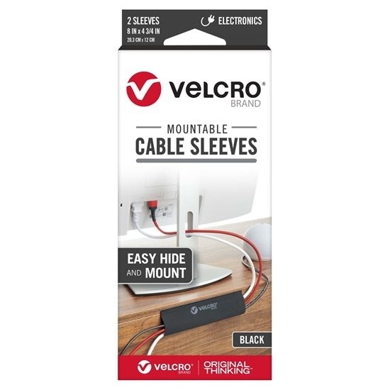 VELCRO 20 x 12cm Mountable Cable Sleeves (Black)