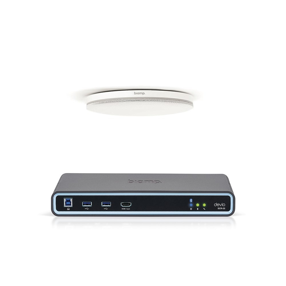 Biamp Devio SCR-25 and Parle TCM-XEX Conferencing Bundle (White)