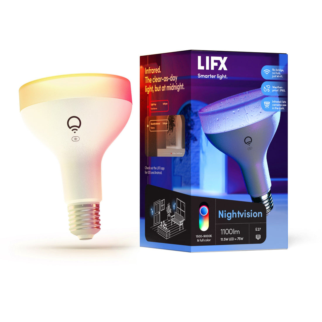 LIFX Nightvision IR Colour 1100 BR30 E27 Edison Screw LED Bulb