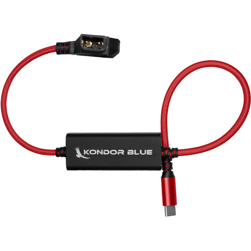 Kondor Blue D-Tap to USB-C Power Delivery Cable for Mirrorless Cameras (40cm, Cardinal Red)