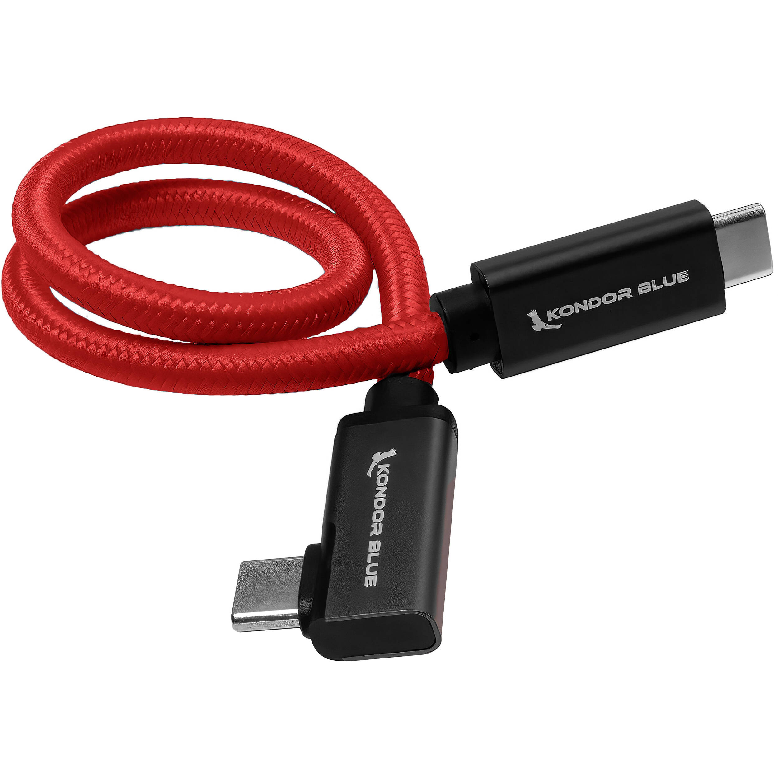 Kondor Blue Right-Angle USB-C 3.1 Gen 2 Cable (30cm, Cardinal Red)