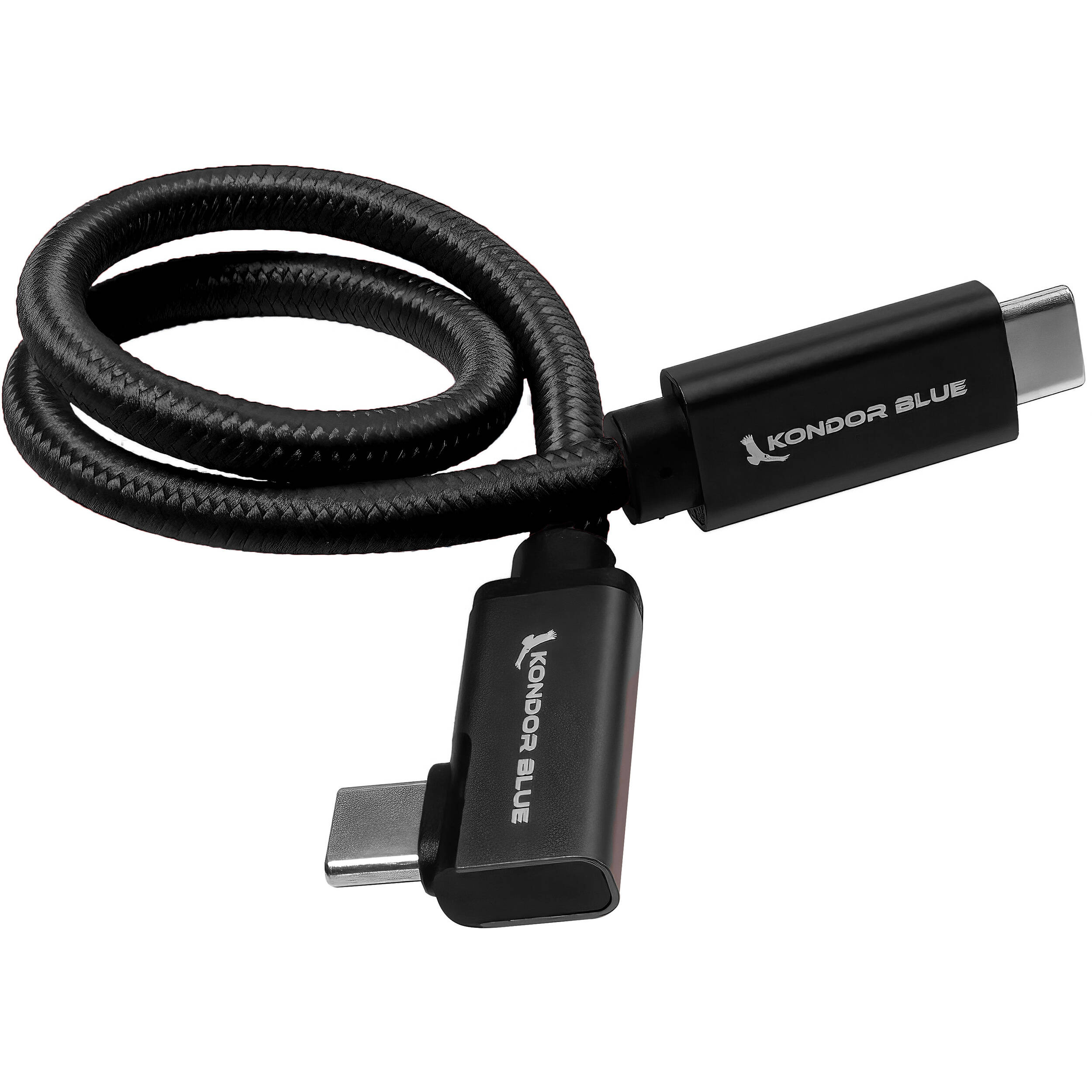 Kondor Blue Right-Angle USB-C 3.1 Gen 2 Cable (30cm, Raven Black)