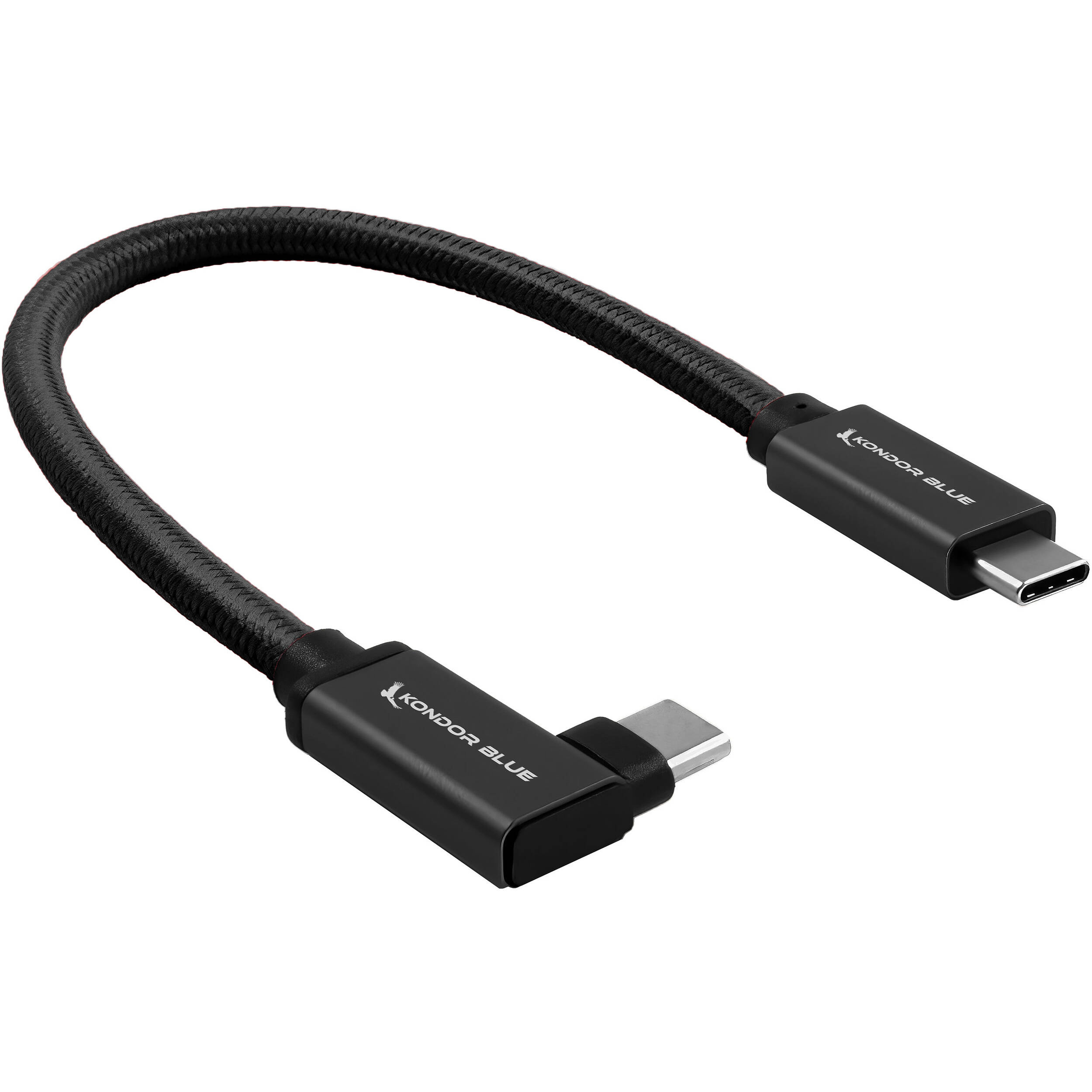 Kondor Blue Right-Angle USB-C 3.1 Gen 2 Cable (20cm, Raven Black)