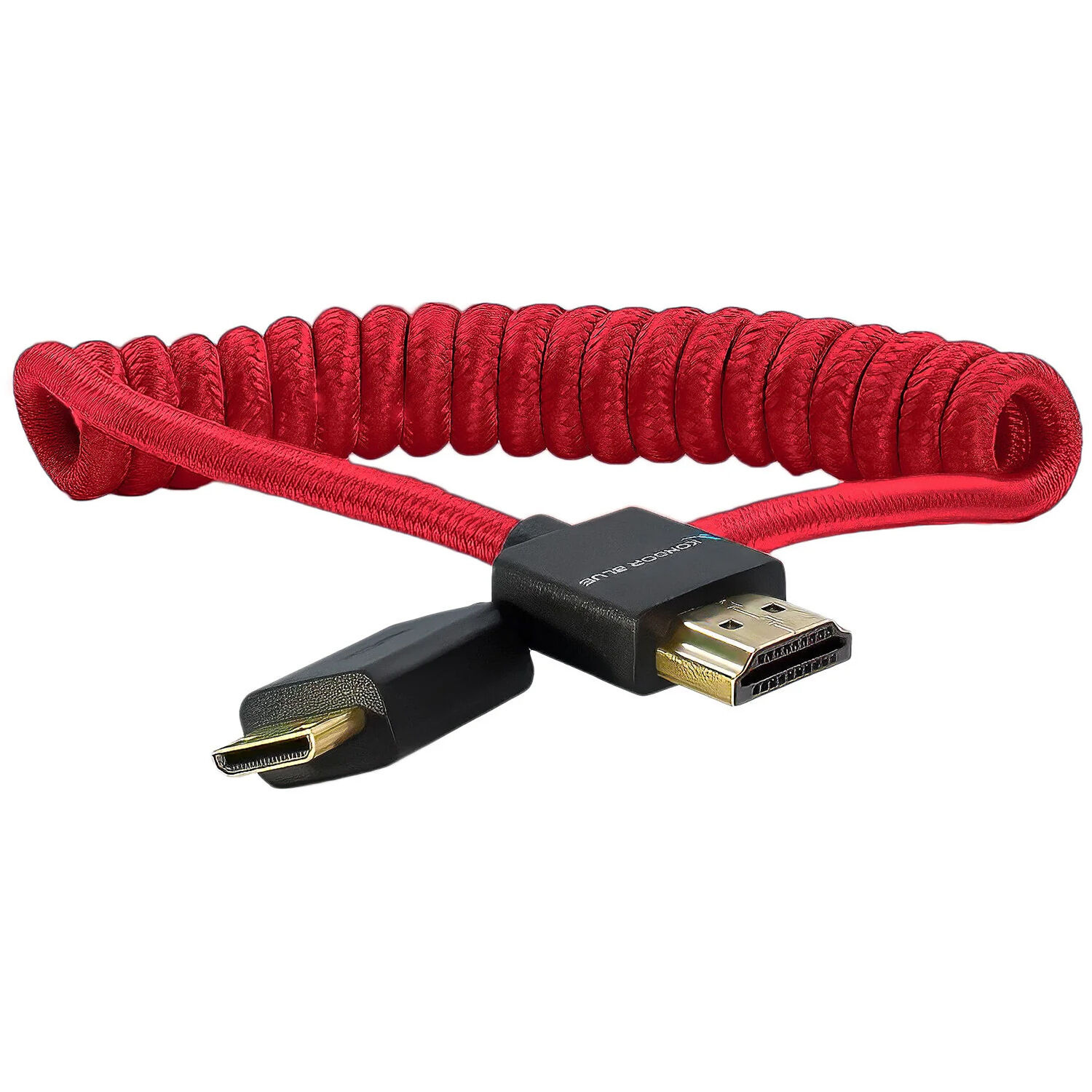 Kondor Blue Coiled Mini-HDMI to HDMI Cable (30 to 60cm, Cardinal Red)