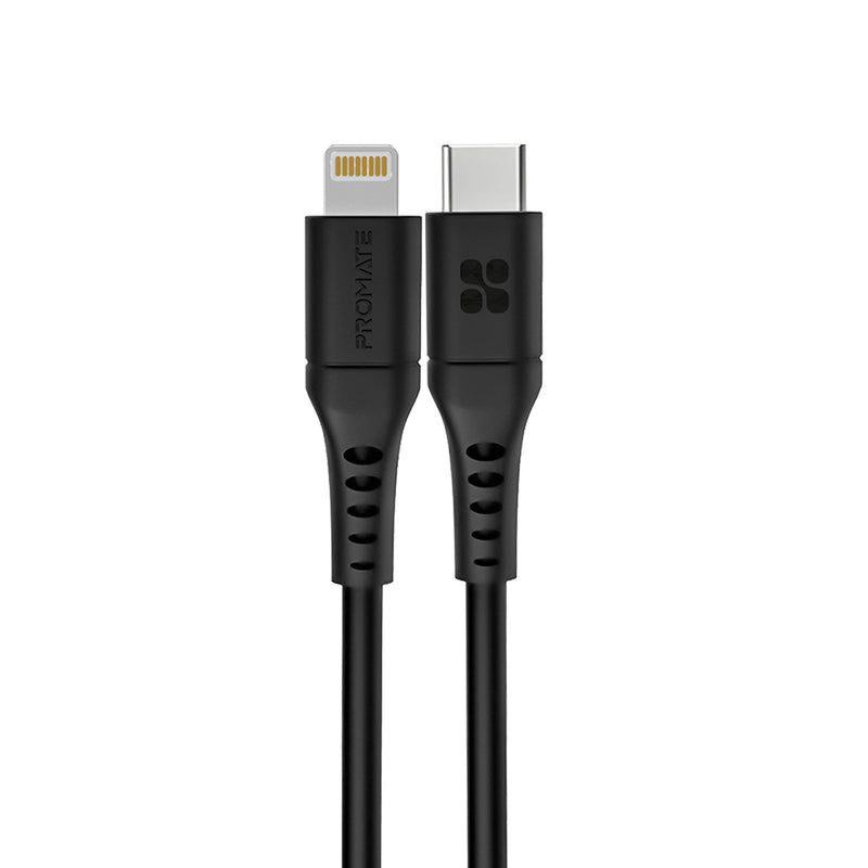 Promate PowerLink USB-C to Lightning Cable (1.2m, Black)