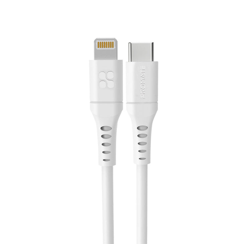 Promate PowerLink USB-C to Lightning Cable (2m, White)