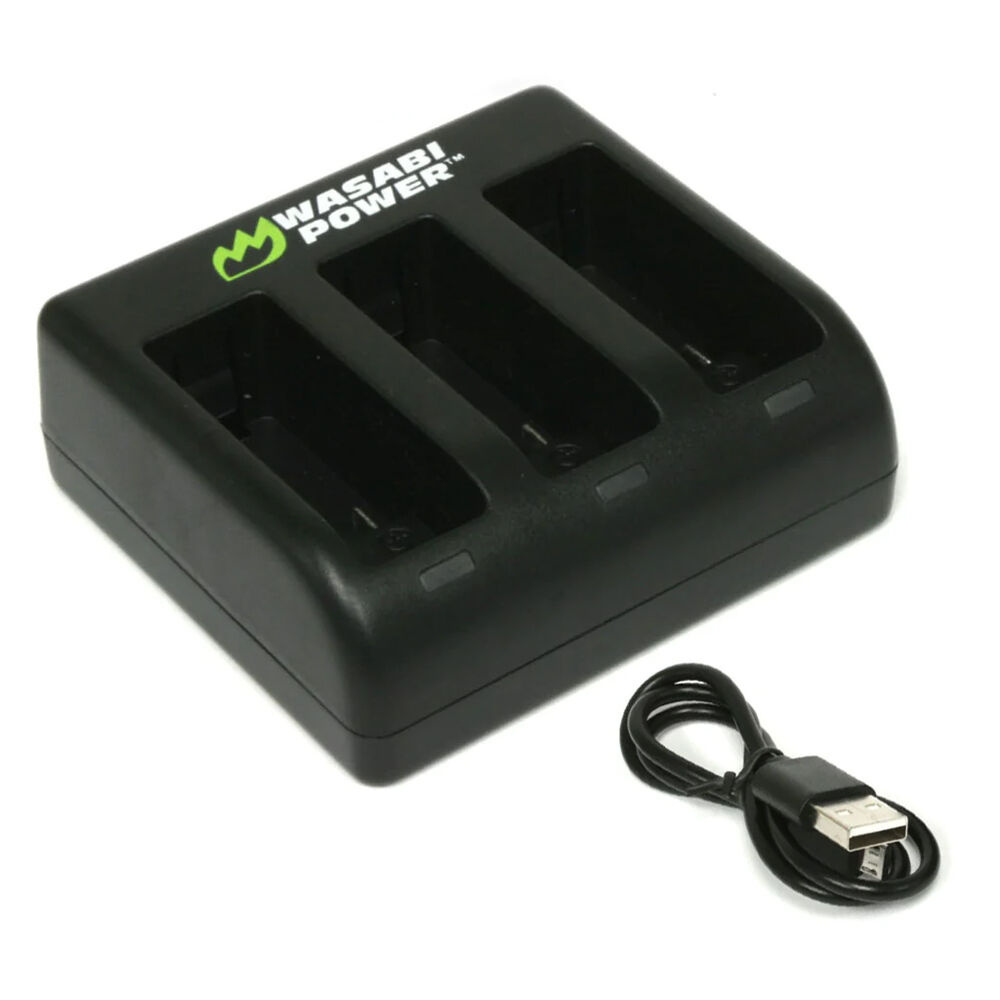 Wasabi Power Three-Bay Battery Charger with USB Cable for GoPro MAX Batteries