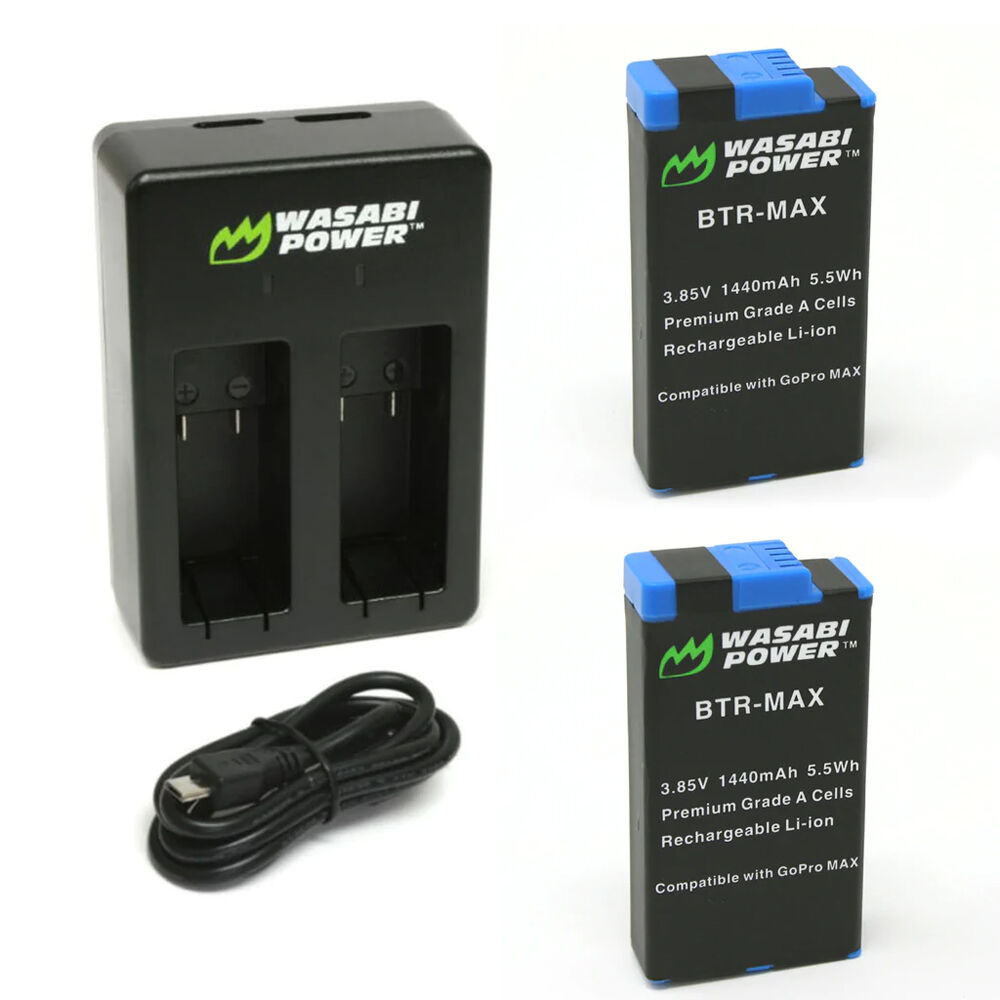 Wasabi Power Dual-Bay Charger and Lithium-Ion Battery Bundle for GoPro MAX