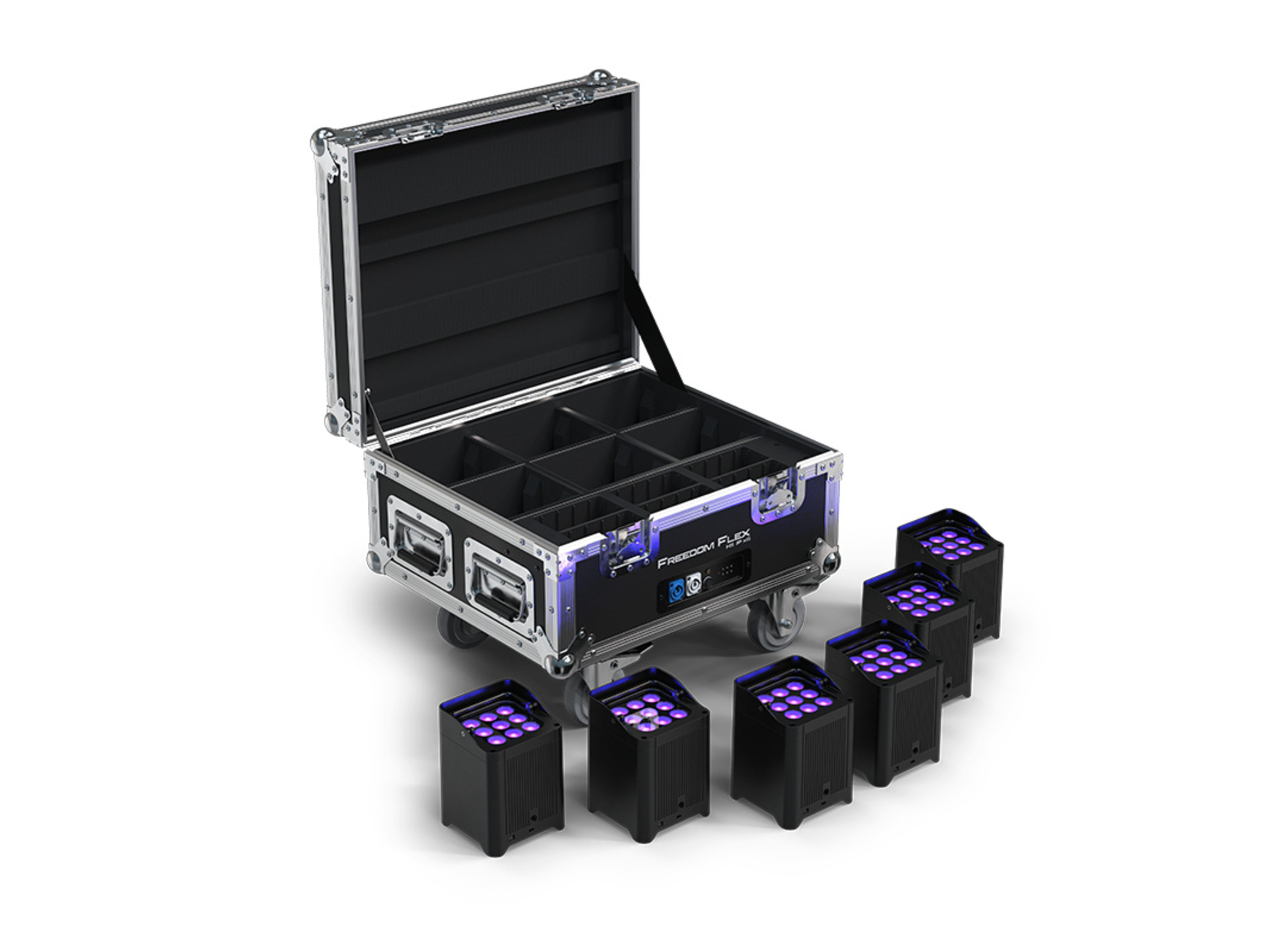 Chauvet DJ Freedom Flex H9 IP Weather-Resistant RGBAW+UV LED PAR Kit with Charging Case (6-Pack)