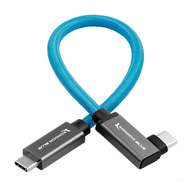 Kondor Blue Right-Angle USB-C 3.1 Gen 2 Cable (13cm)