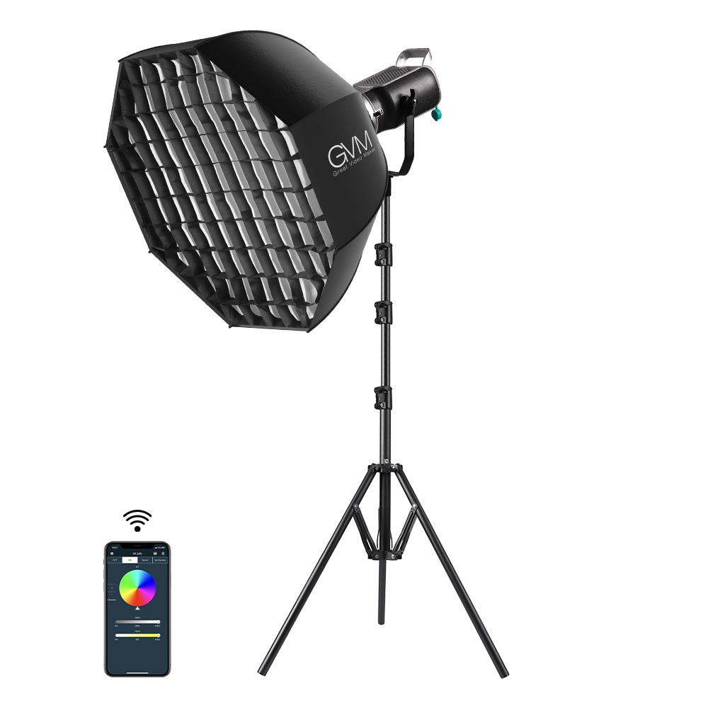 GVM SD200R RGB & Bi-Color LED Studio Video Spotlight Kit with Stand and Softbox