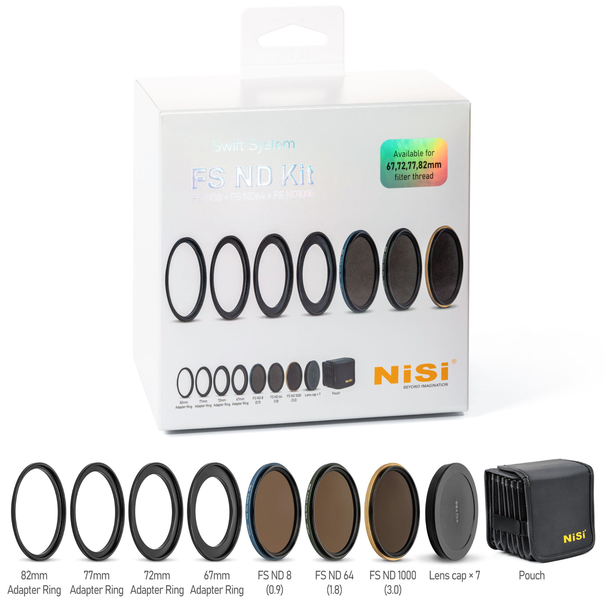 NiSi SWIFT FS ND Filter Kit for 67-82mm Filter Threads (ND8, ND64, ND1000)