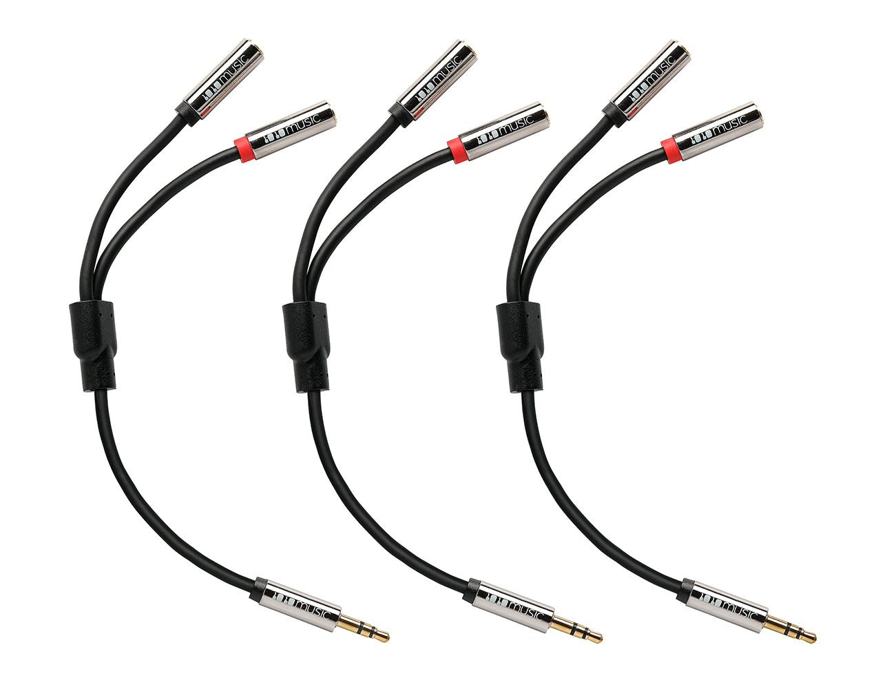 1010music 3.5mm Male to Female Stereo Breakout Cable (15cm, 3 Pack)