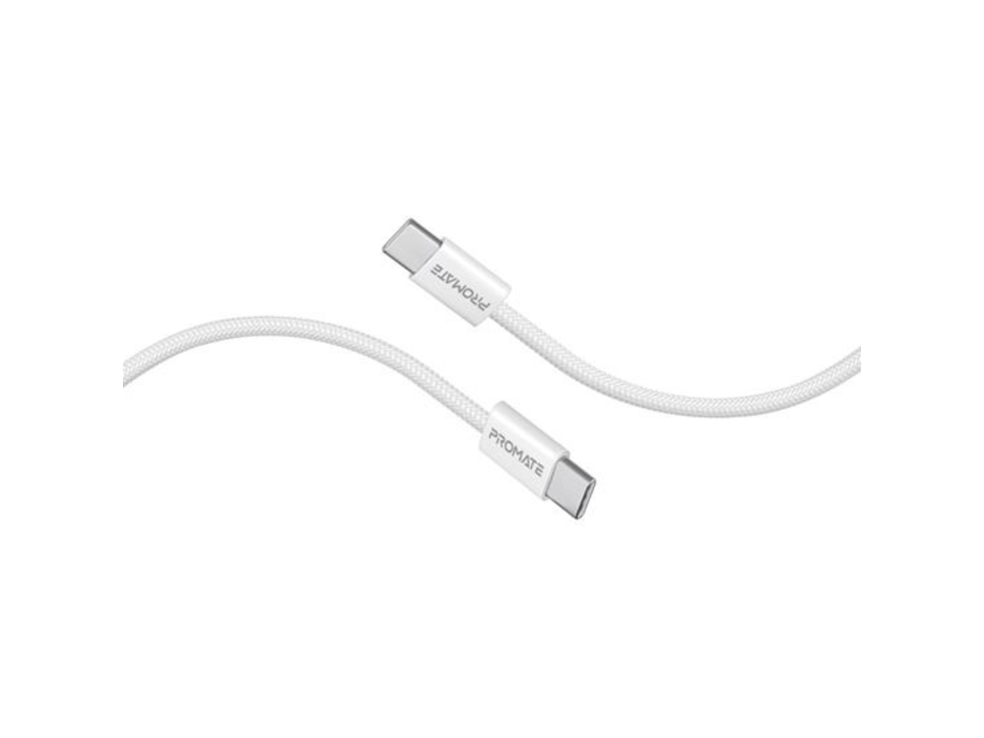 Promate EcoLine USB-C to USB-C Braided Cable (White, 1.2m)