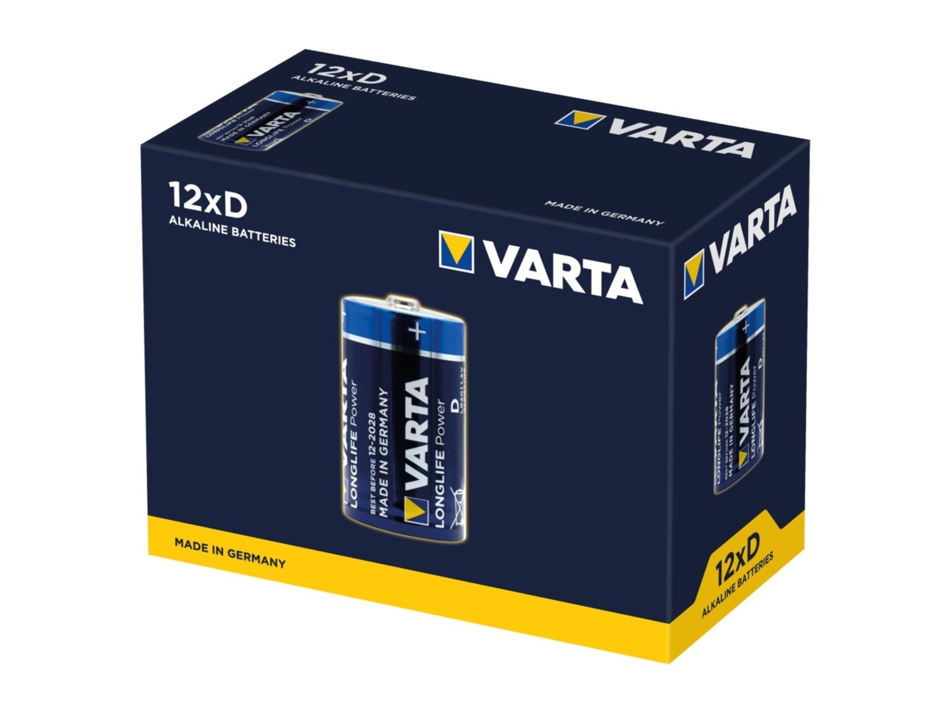 Varta Alkaline Longlife D-Type Batteries (12 Pack)