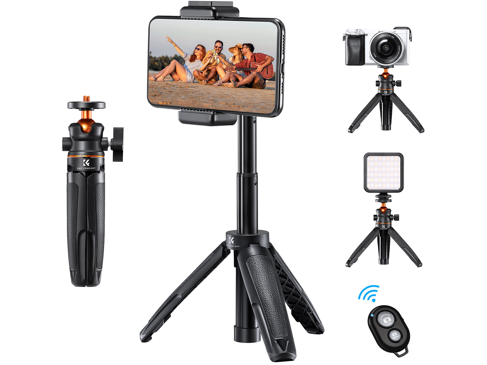 K&F Concept Desktop Tripod with Bluetooth (Silver)