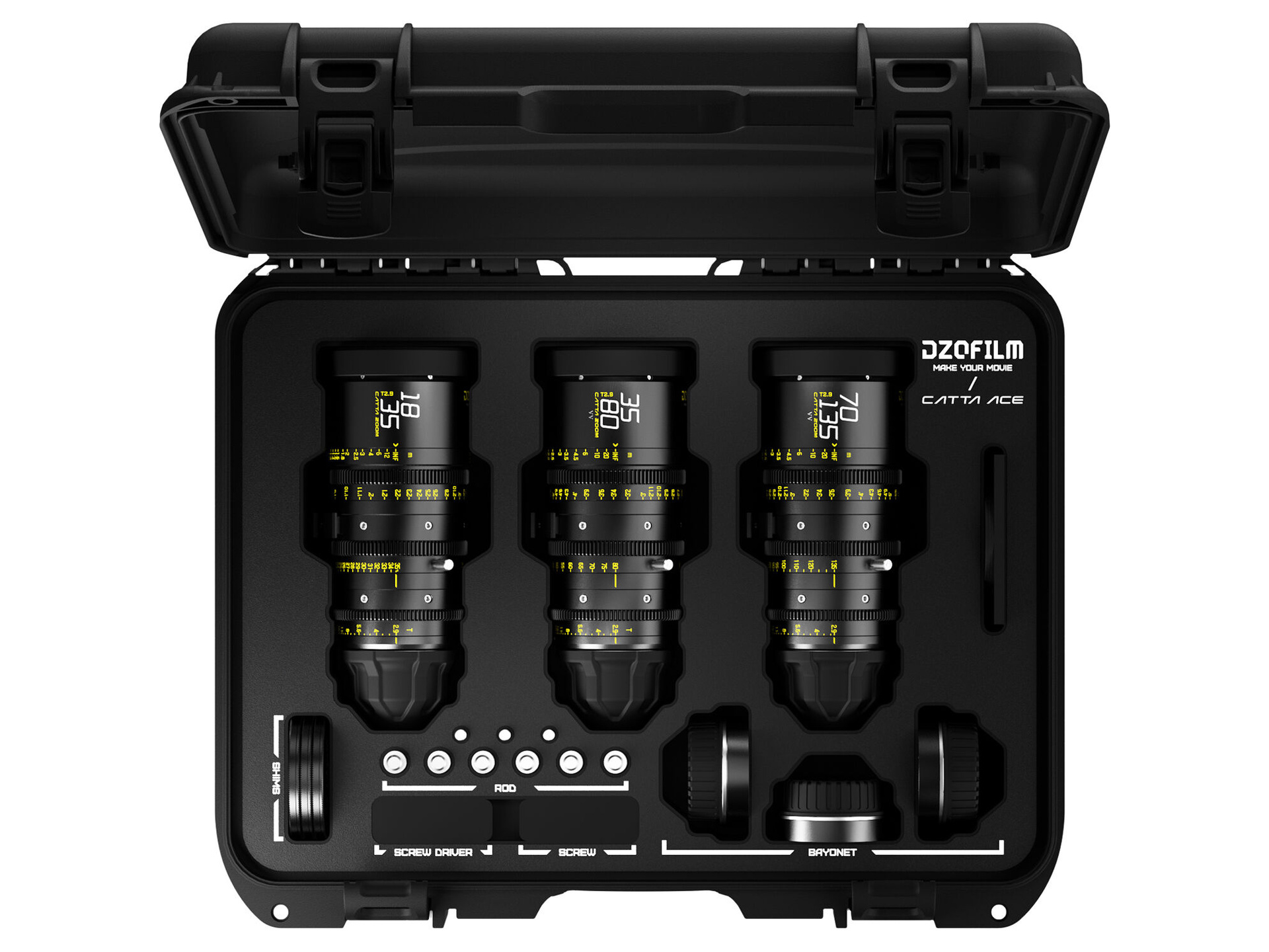 DZOFilm Catta Ace FF 18-35/35-80/70-135mm T2.9 Cine 3-Lens Bundle (PL/EF, Black)