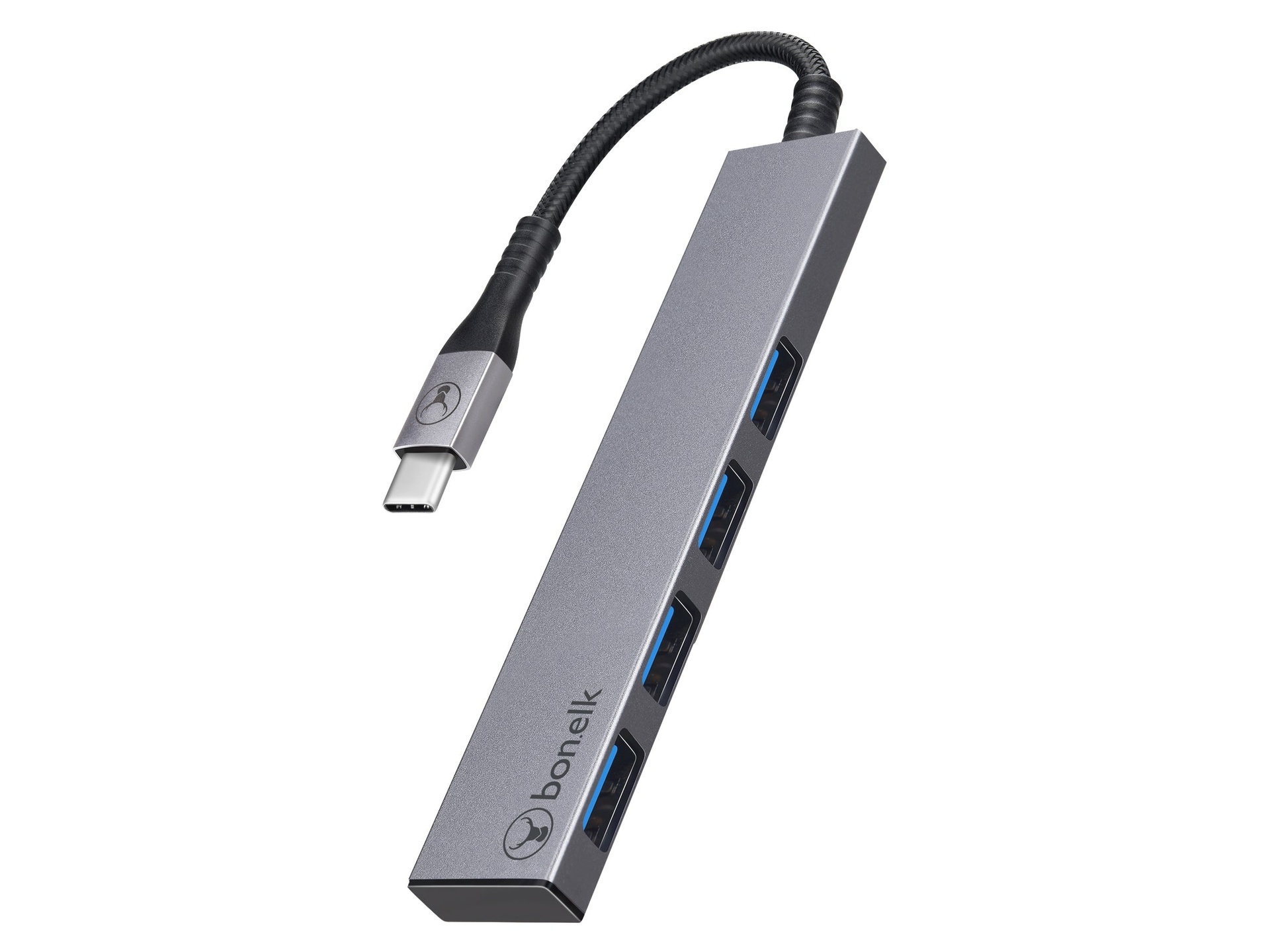 Bonelk Long-Life USB-C to 4 Port USB 3.0 Slim Hub (Space Grey)