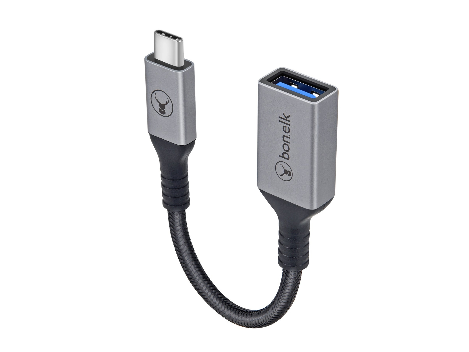Bonelk Long-Life USB-C to USB-A Adapter (15cm, Space Grey)