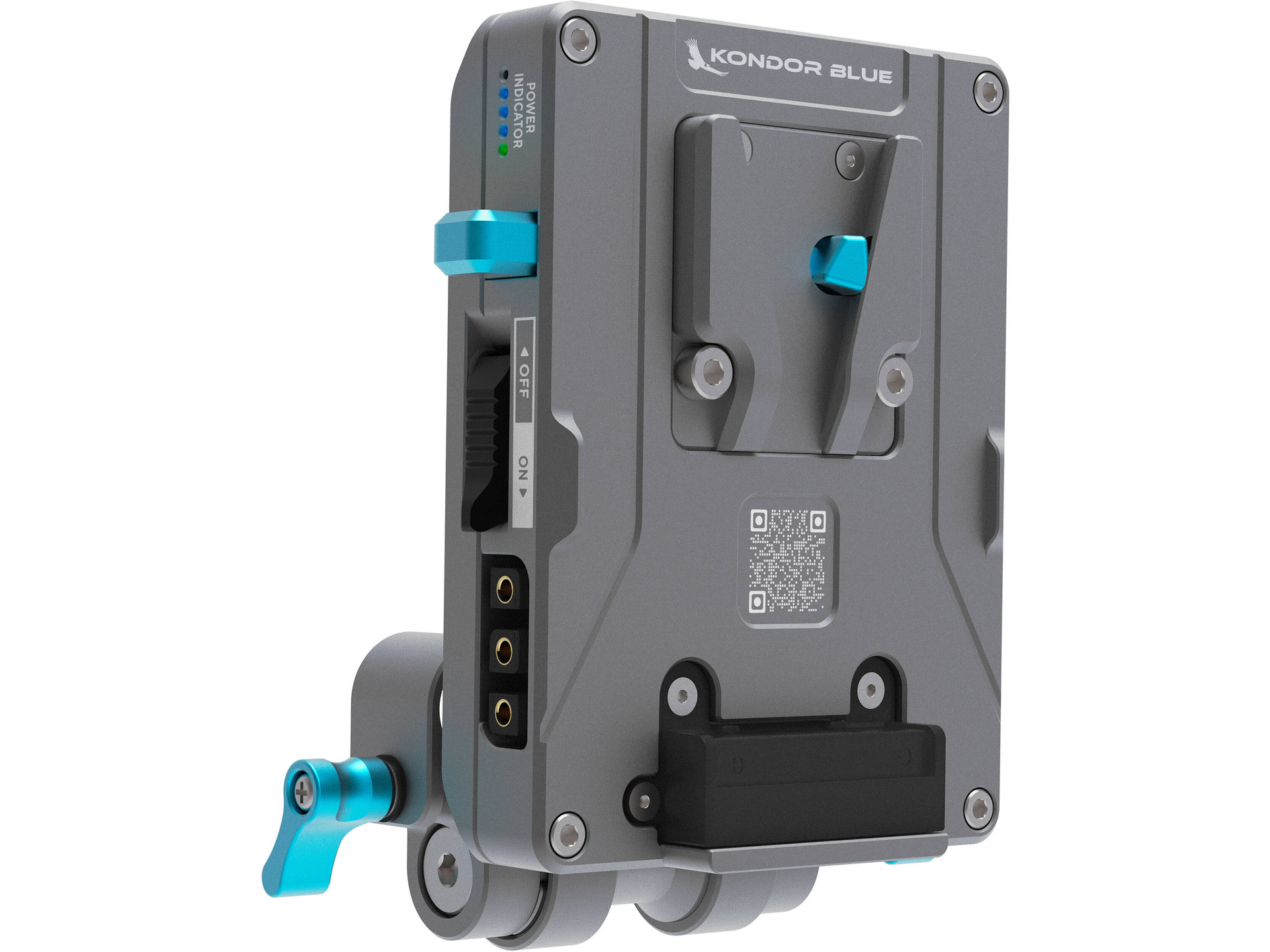Kondor Blue Pro Battery Plate with Swiveling Rod Block (V-Mount, Space Grey)
