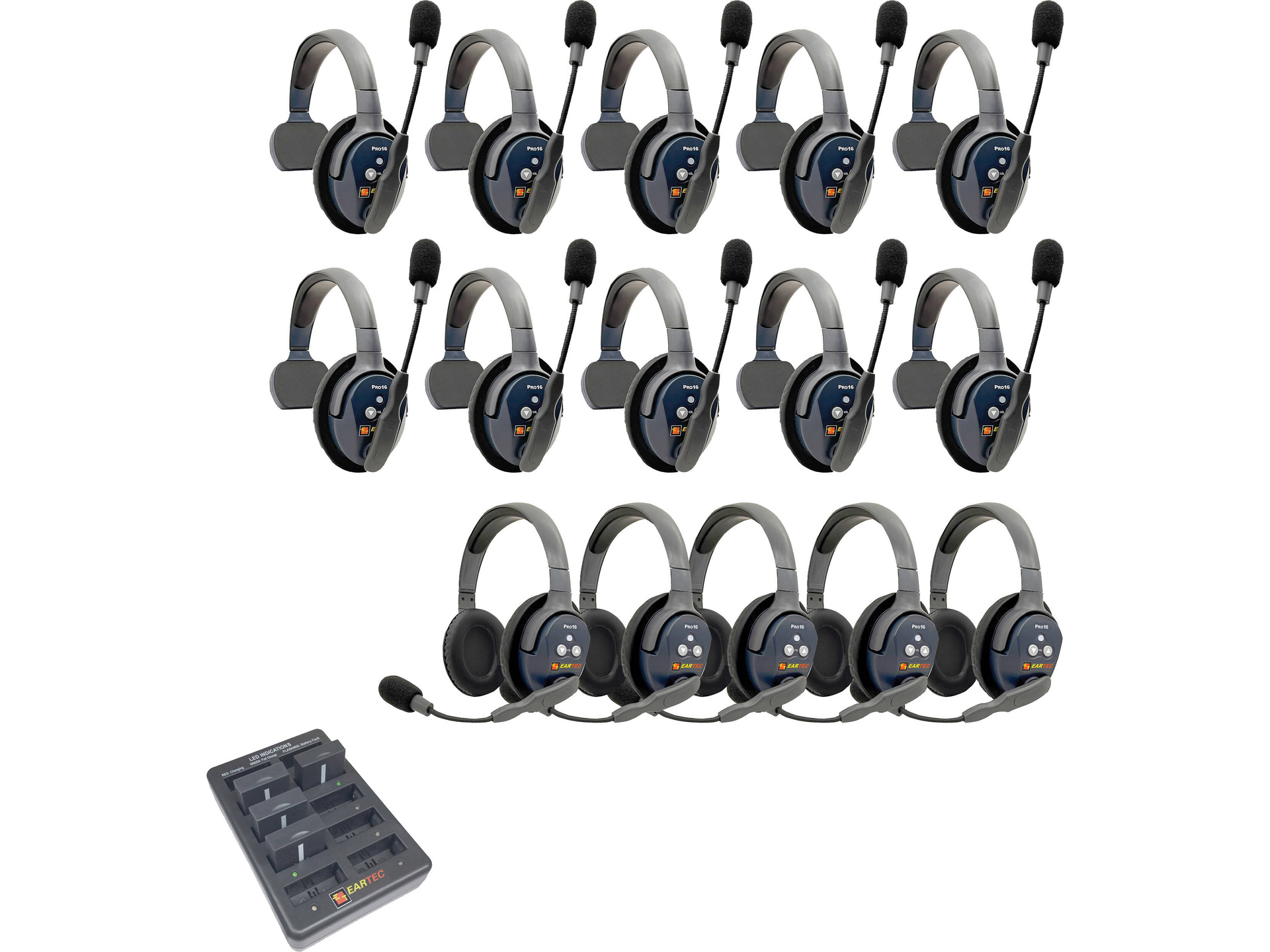Eartec UltraLITE Pro16 Full-Duplex Wireless Intercom System with 10 Single-Ear Headsets (2.4 GHz)
