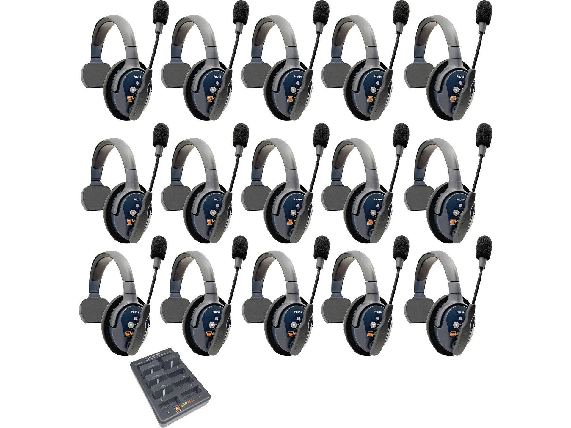 Eartec UltraLITE Pro16 Full-Duplex Wireless Intercom System with 15 Single-Ear Headsets (2.4 GHz)