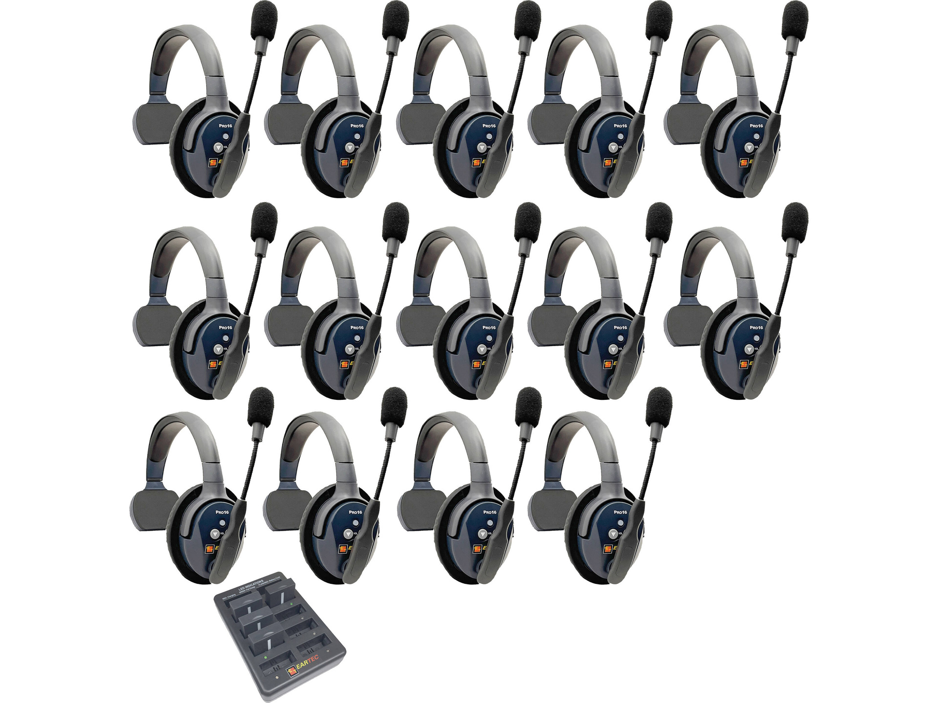Eartec UltraLITE Pro16 Full-Duplex Wireless Intercom System with 14 Single-Ear Headsets (2.4 GHz)