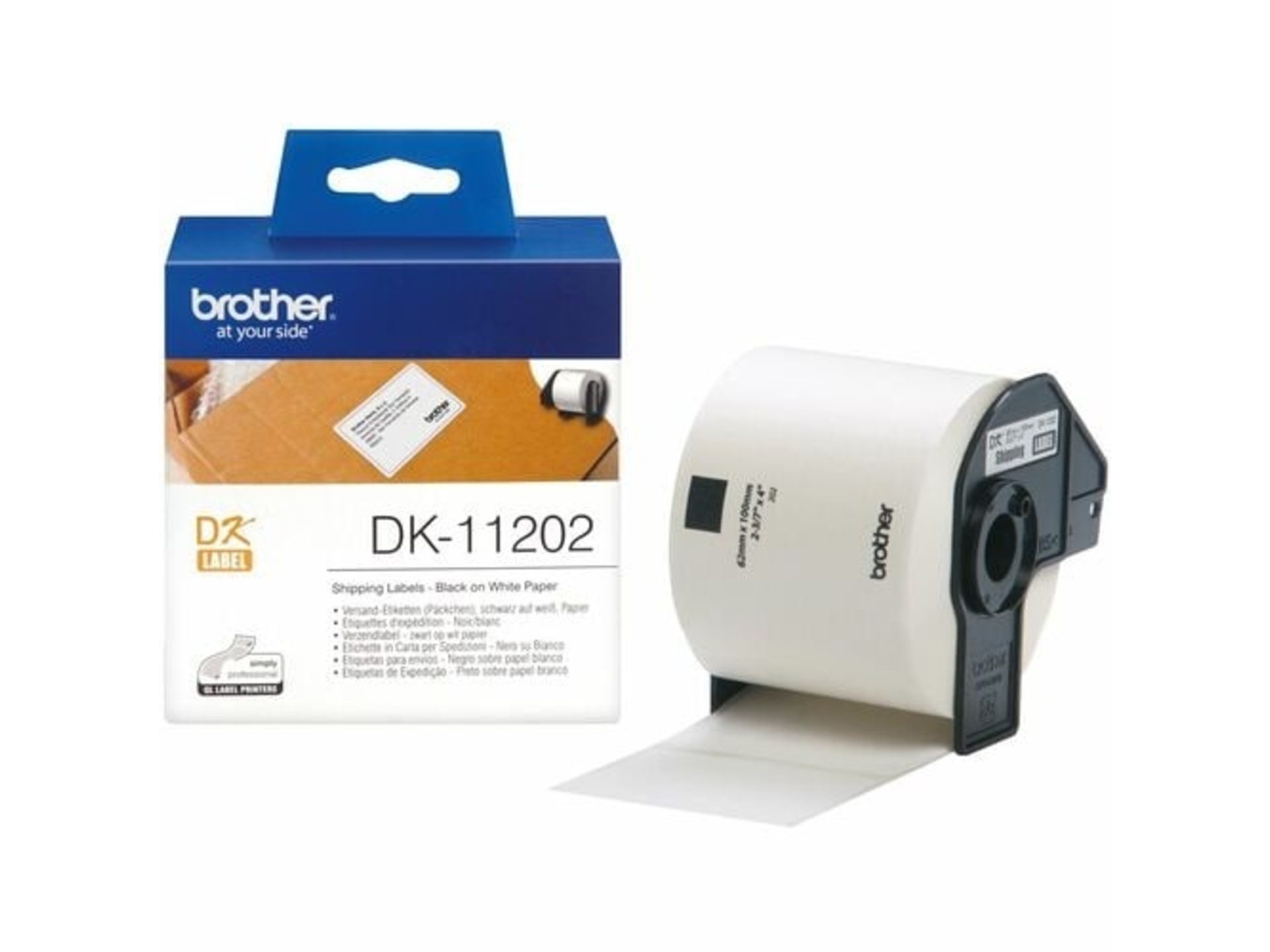 Brother DK11202 Die-Cut Shipping Paper Labels (White, 300 Labels, 2.4 x 3.9")