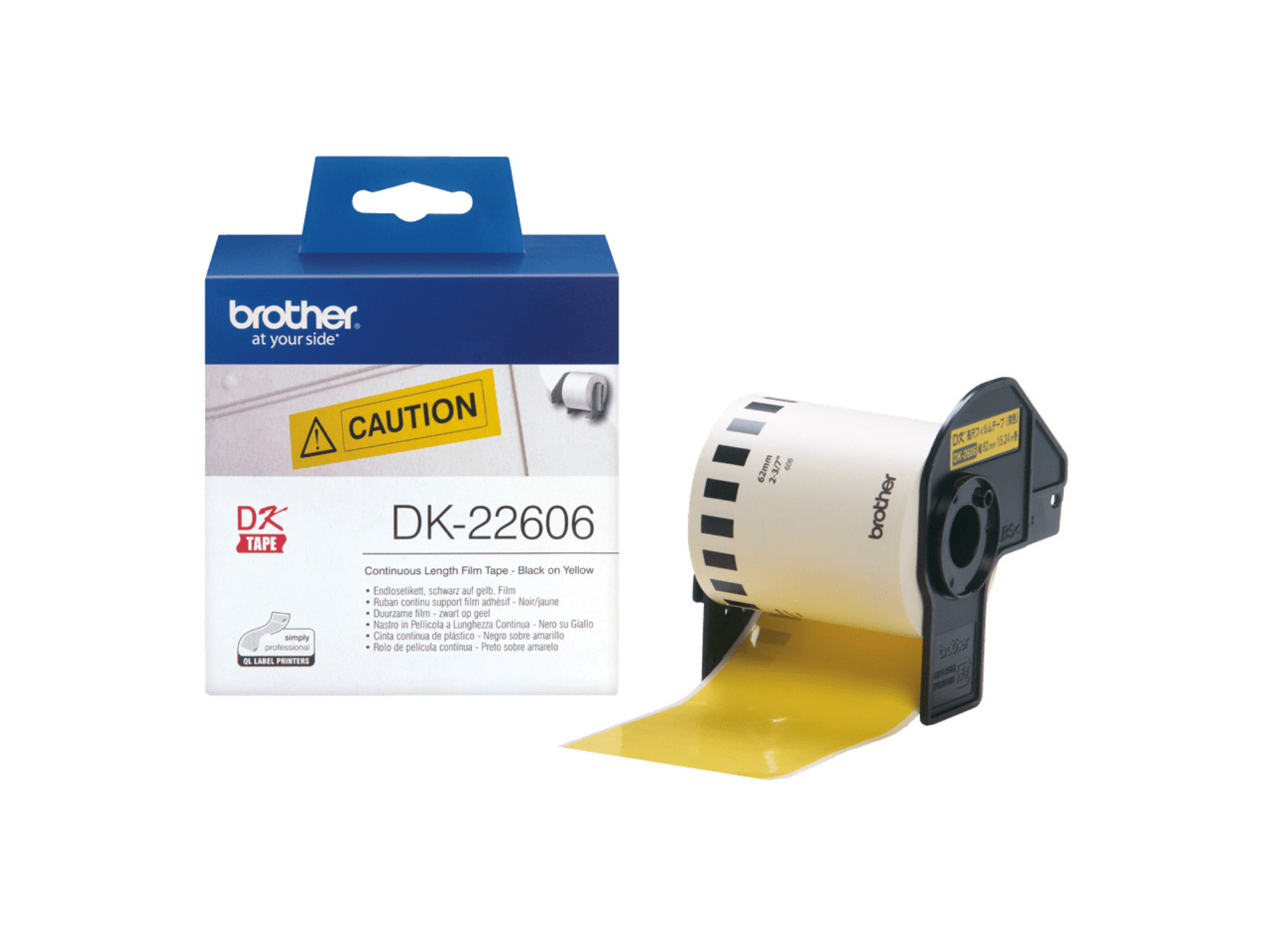 Brother DK22606 Black Print on Yellow Tape (24" x 50')