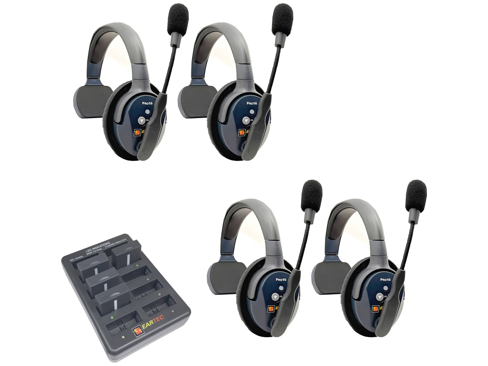 Eartec UltraLITE Pro16 Full-Duplex Wireless Intercom System with 4 Single-Ear Headsets (2.4 GHz)