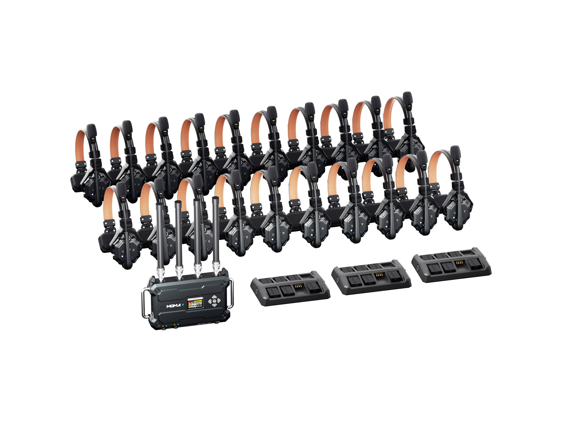 Hollyland Solidcom C1 Pro Roaming Hub 20S Wireless Intercom System with 20 Single-Ear Headsets