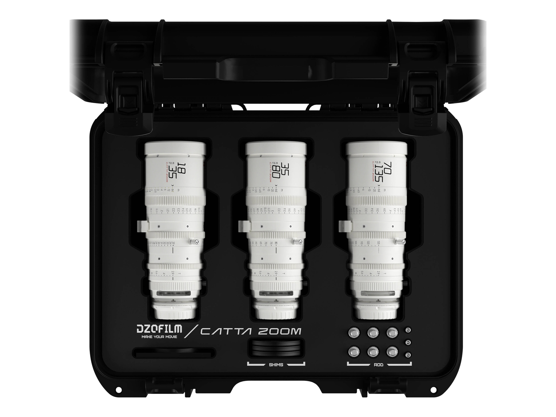 DZOFilm Catta FF 18-35/35-80/70-135mm T2.9 Cine 3-Lens Bundle (Sony E, White)