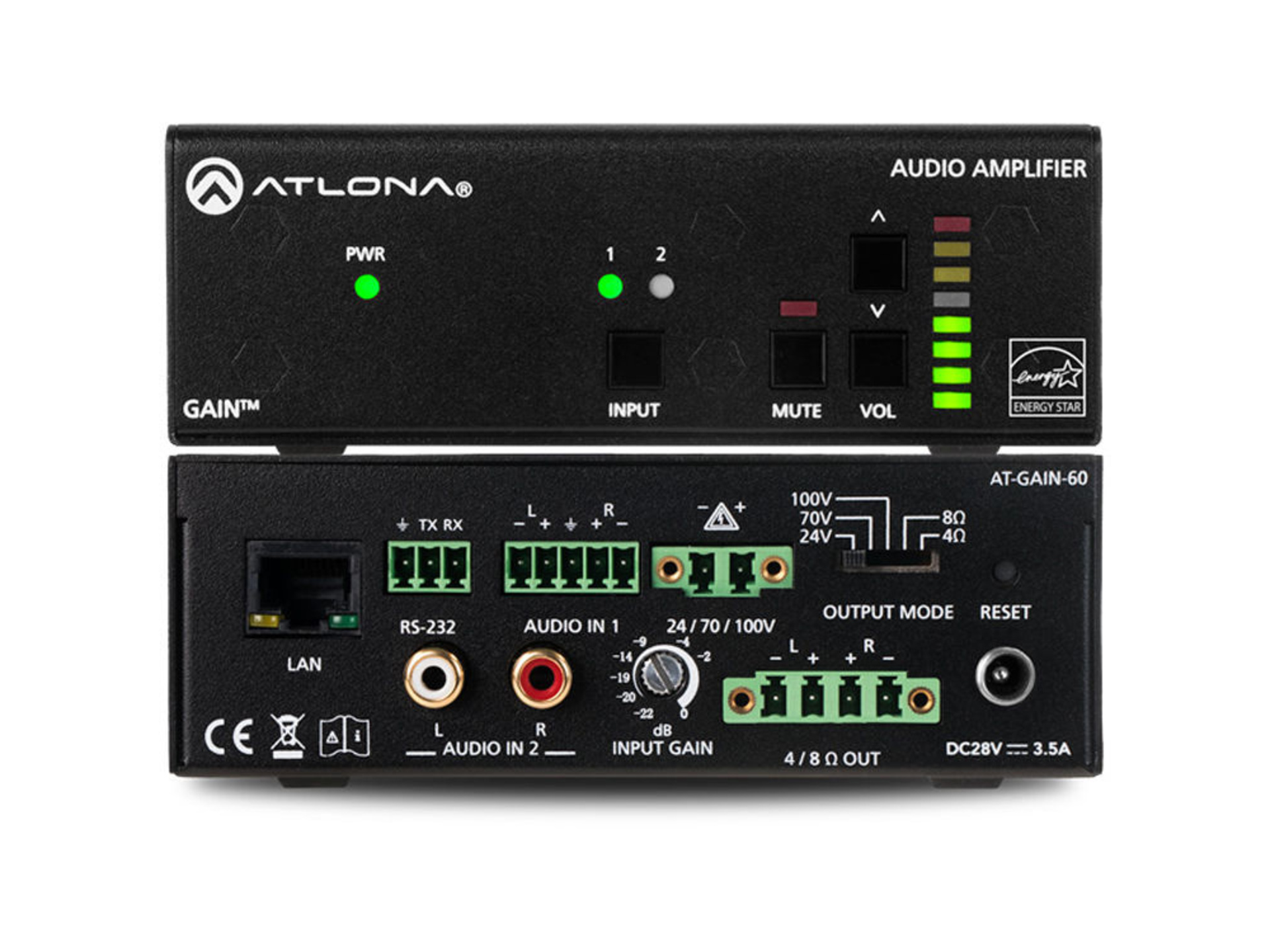 Atlona Gain 60 Stereo / Mono 60W Plenum-Rated Power Amplifier
