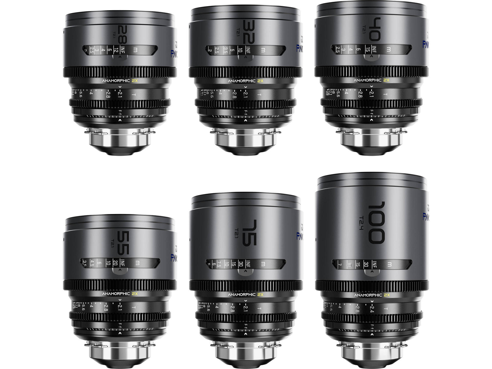 DZOFilm PAVO 2x Anamorphic 6-Lens Set (Blue Coating, PL/EF Mount, Feet)