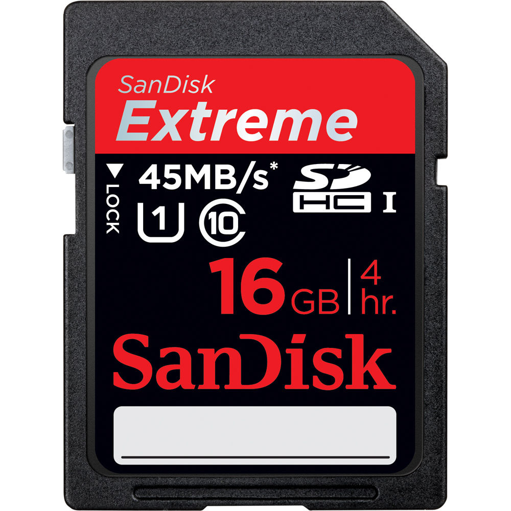 SanDisk 16GB SDHC Extreme Class 10 UHS-1 Memory Card (45Mb/s)_delete