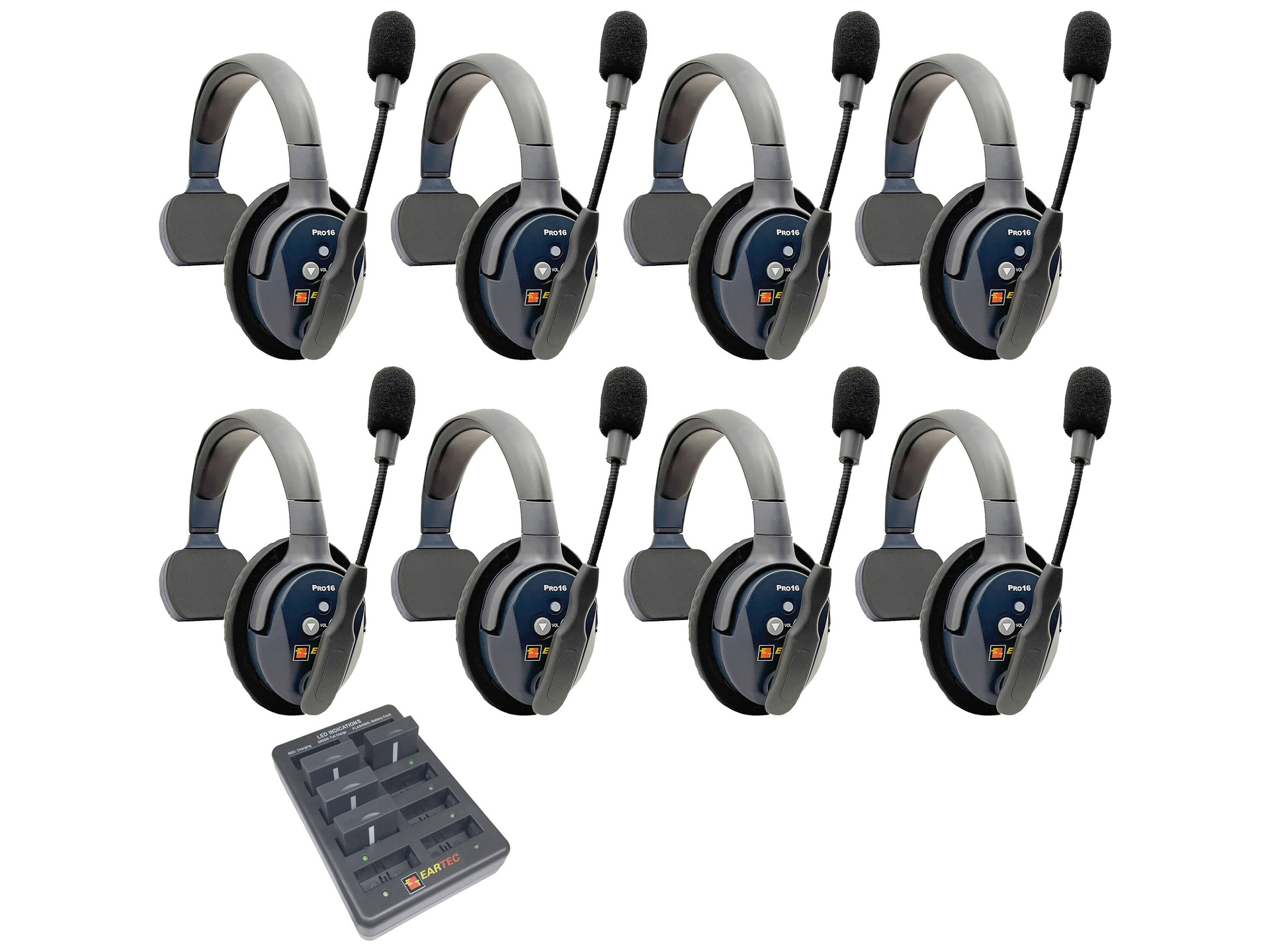 Eartec UltraLITE Pro16 Full-Duplex Wireless Intercom System with 8 Single-Ear Headsets (2.4 GHz)