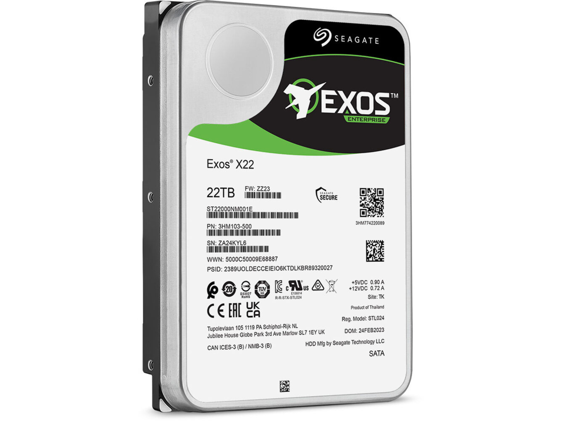 Seagate 22TB Exos X22 7200 rpm SATA III 6 Gb/s 3.5" Internal HDD (OEM)